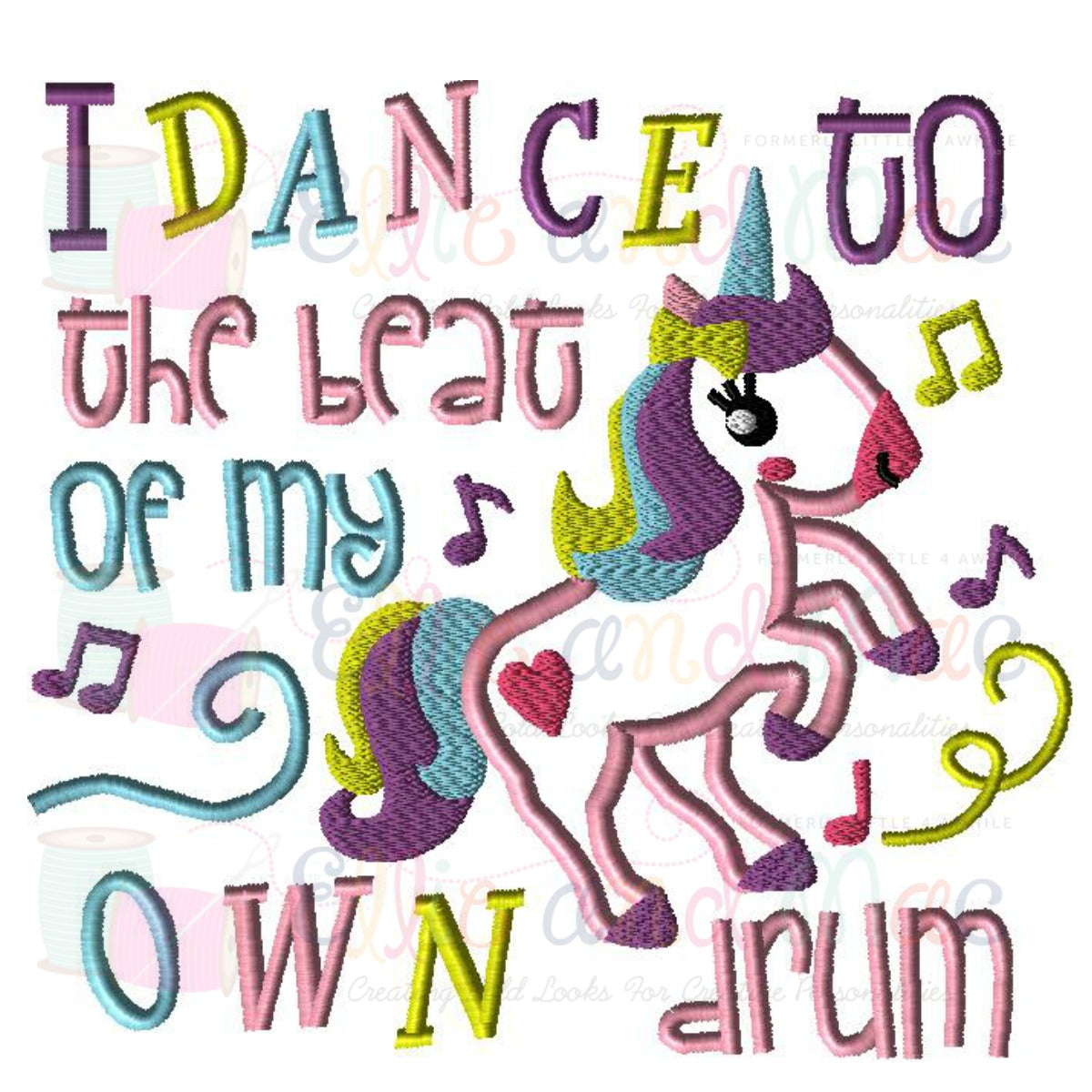 I Dance To The Beat Saying Applique Design