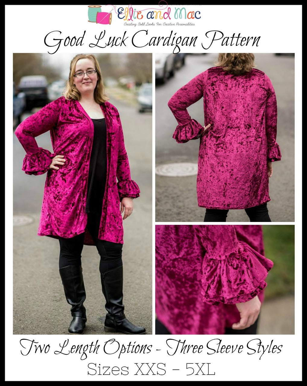 Women's Good Luck Cardigan Pattern - Ellie and Mac, Digital (PDF) Sewing Patterns | USA, Canada, UK, Australia