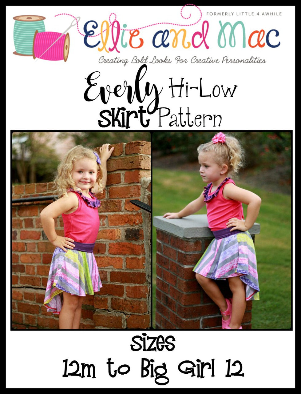 Girl's Everly Hi-Low Skirt Pattern - Ellie and Mac, Digital (PDF) Sewing Patterns | USA, Canada, UK, Australia