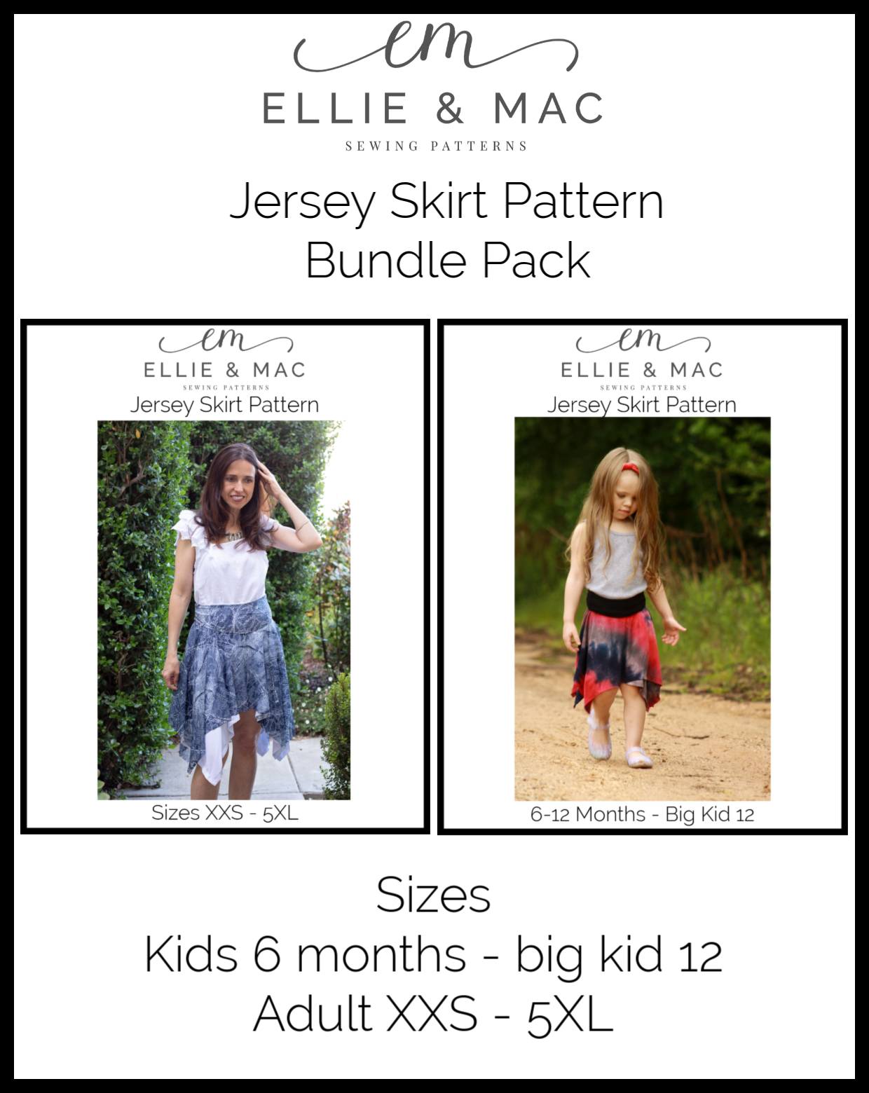 Child & Adult Jersey Skirt Pattern Bundle