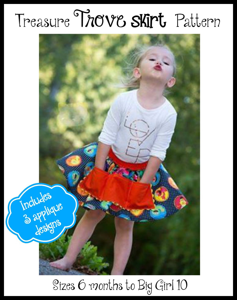 Girl's Treasure Trove Skirt Pattern - Ellie and Mac, Digital (PDF) Sewing Patterns | USA, Canada, UK, Australia
