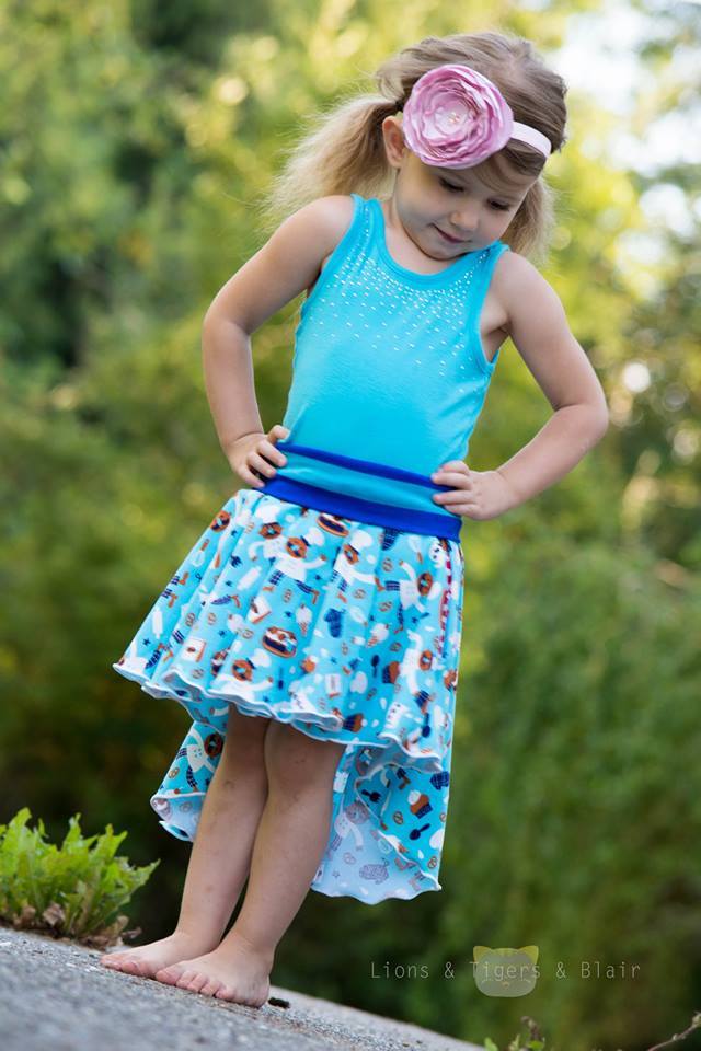 Girl's Everly Hi-Low Skirt Pattern - Ellie and Mac, Digital (PDF) Sewing Patterns | USA, Canada, UK, Australia