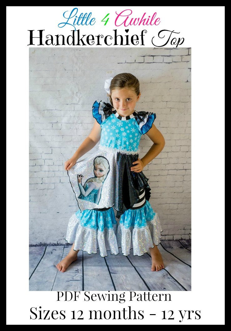 Girls Handkerchief Top Pattern - Ellie and Mac, Digital (PDF) Sewing Patterns | USA, Canada, UK, Australia