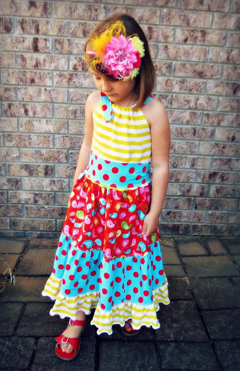 Girls Hipster Maxi Dress Pattern - Ellie and Mac, Digital (PDF) Sewing Patterns | USA, Canada, UK, Australia