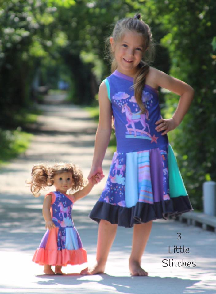 Girl's Island Hopper One Shoulder Dress Pattern - Ellie and Mac, Digital (PDF) Sewing Patterns | USA, Canada, UK, Australia