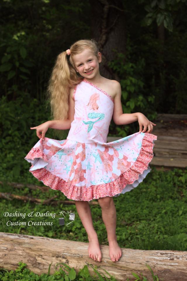 Girl's Island Hopper One Shoulder Dress Pattern - Ellie and Mac, Digital (PDF) Sewing Patterns | USA, Canada, UK, Australia