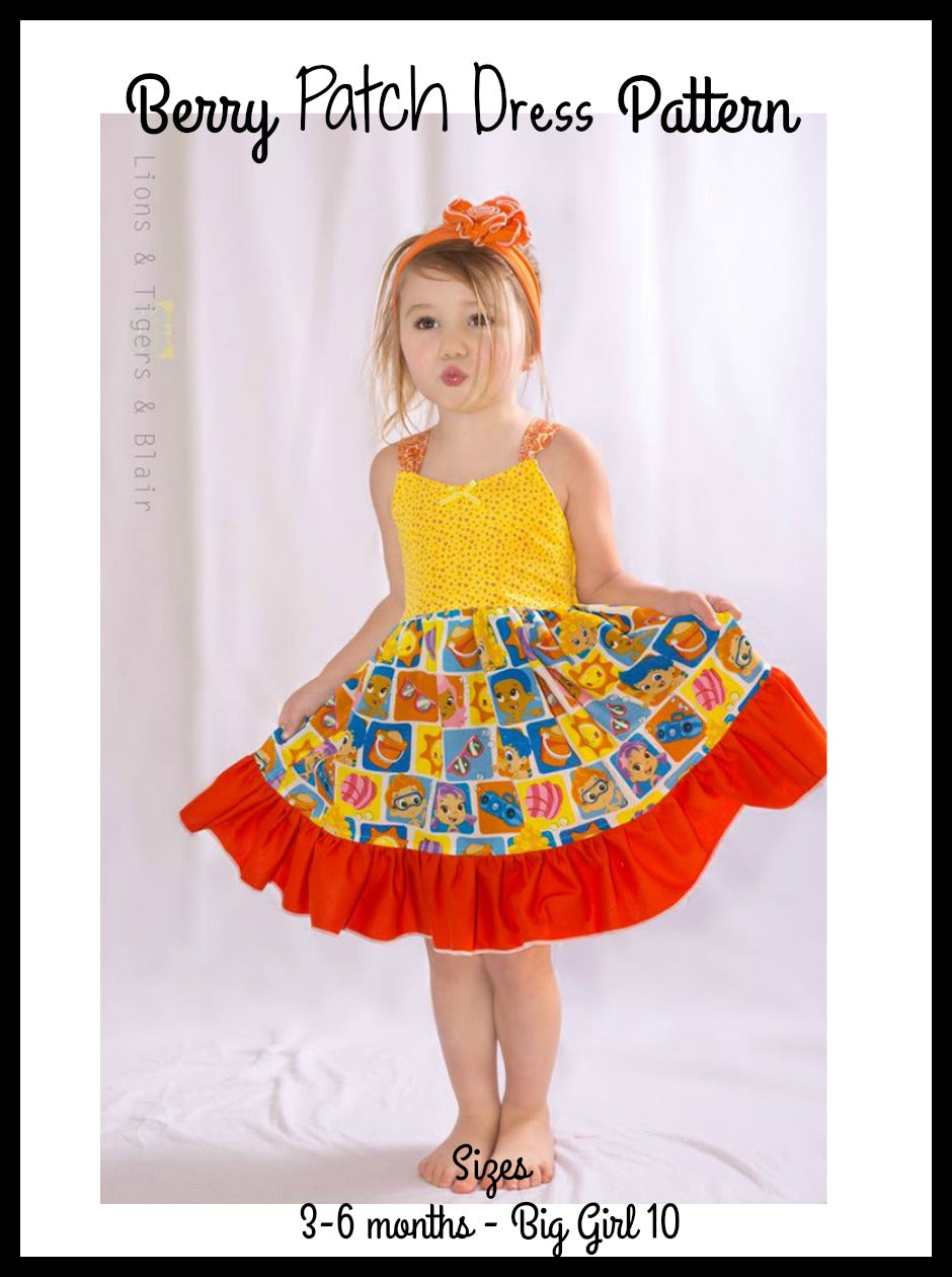 Girls Berry Patch Dress Pattern - Ellie and Mac, Digital (PDF) Sewing Patterns | USA, Canada, UK, Australia