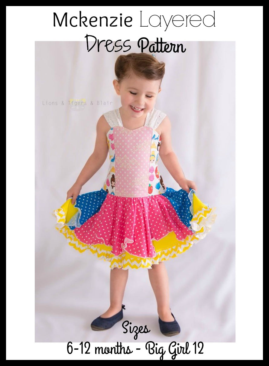Girl's Mckenzie Layered Dress Pattern - Ellie and Mac, Digital (PDF) Sewing Patterns | USA, Canada, UK, Australia