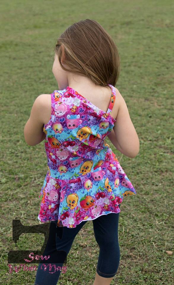 Girl's Live Out Loud One Shoulder Top Pattern - Ellie and Mac, Digital (PDF) Sewing Patterns | USA, Canada, UK, Australia