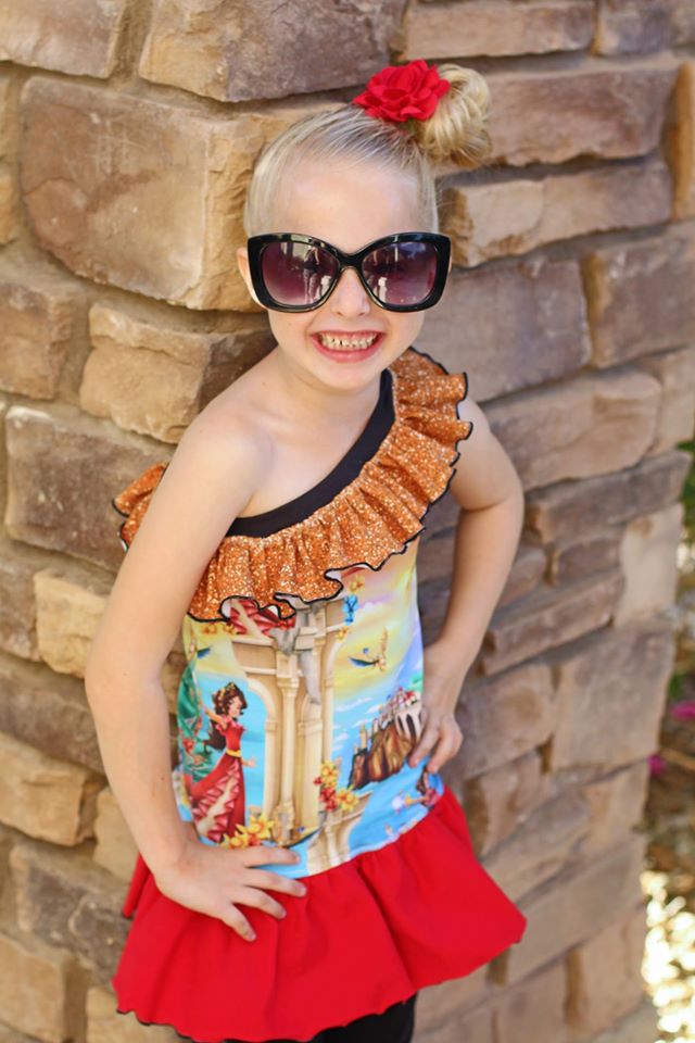 Girl's Live Out Loud One Shoulder Top Pattern - Ellie and Mac, Digital (PDF) Sewing Patterns | USA, Canada, UK, Australia