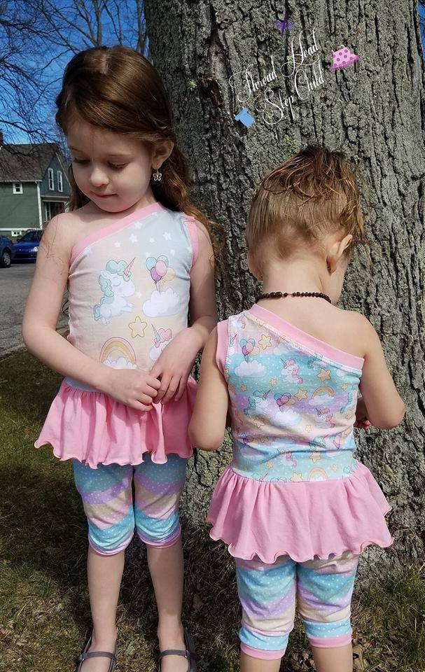 Girl's Live Out Loud One Shoulder Top Pattern - Ellie and Mac, Digital (PDF) Sewing Patterns | USA, Canada, UK, Australia