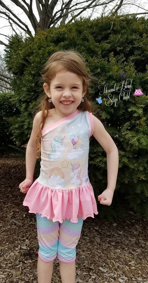 Girl's Live Out Loud One Shoulder Top Pattern - Ellie and Mac, Digital (PDF) Sewing Patterns | USA, Canada, UK, Australia