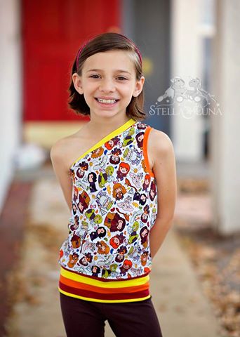 Girl's Live Out Loud One Shoulder Top Pattern - Ellie and Mac, Digital (PDF) Sewing Patterns | USA, Canada, UK, Australia