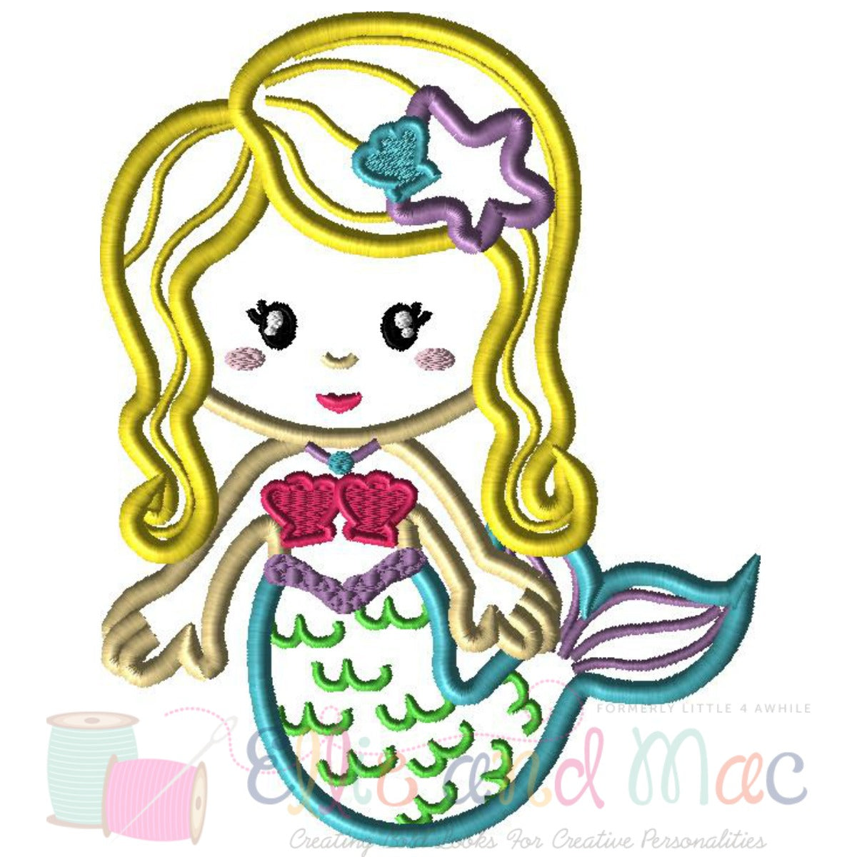 Mermaid Applique Embroidery Design