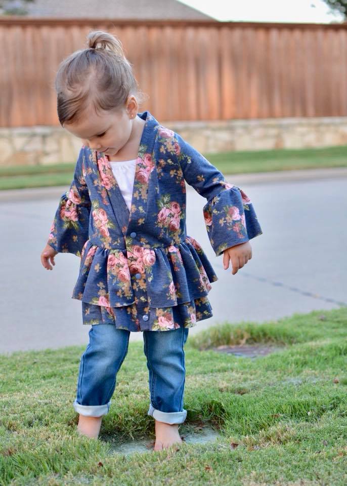 Girl's So Lovely Ruffle Cardigan Pattern - Ellie and Mac, Digital (PDF) Sewing Patterns | USA, Canada, UK, Australia