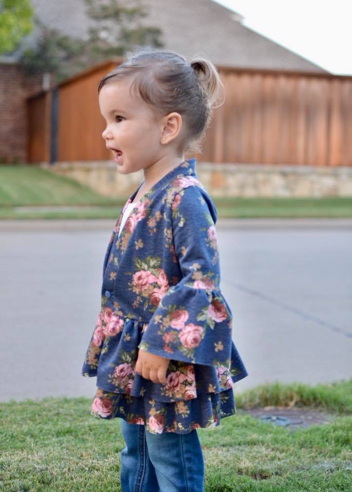 Girl's So Lovely Ruffle Cardigan Pattern - Ellie and Mac, Digital (PDF) Sewing Patterns | USA, Canada, UK, Australia