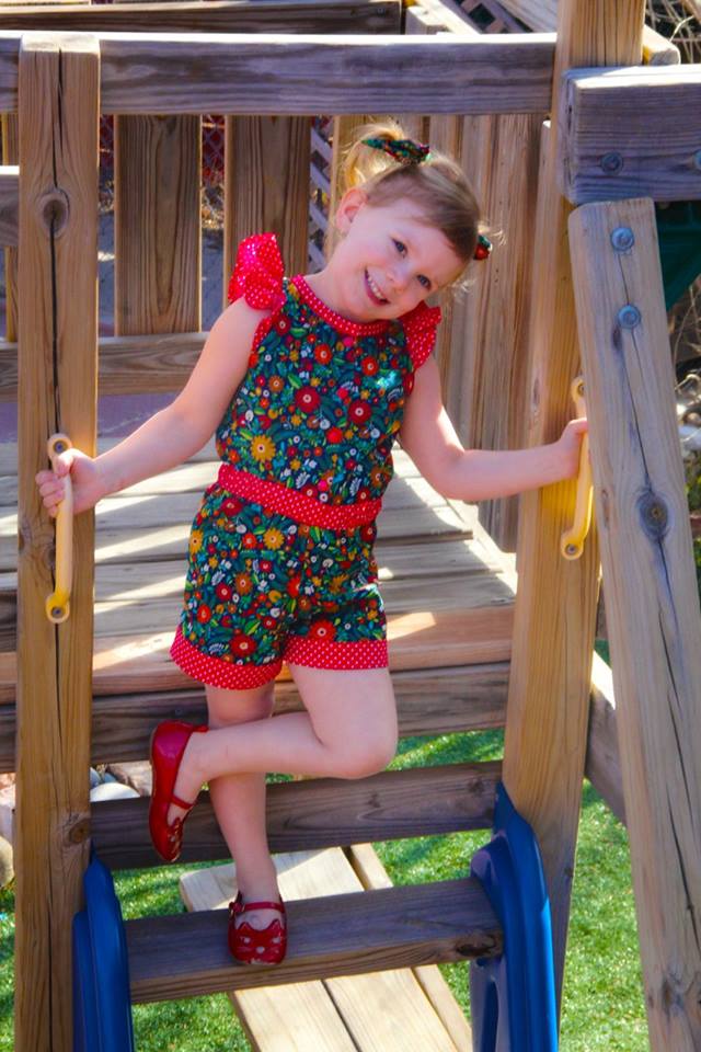 Girl's Strawberry Kisses Romper Pattern - Ellie and Mac, Digital (PDF) Sewing Patterns | USA, Canada, UK, Australia