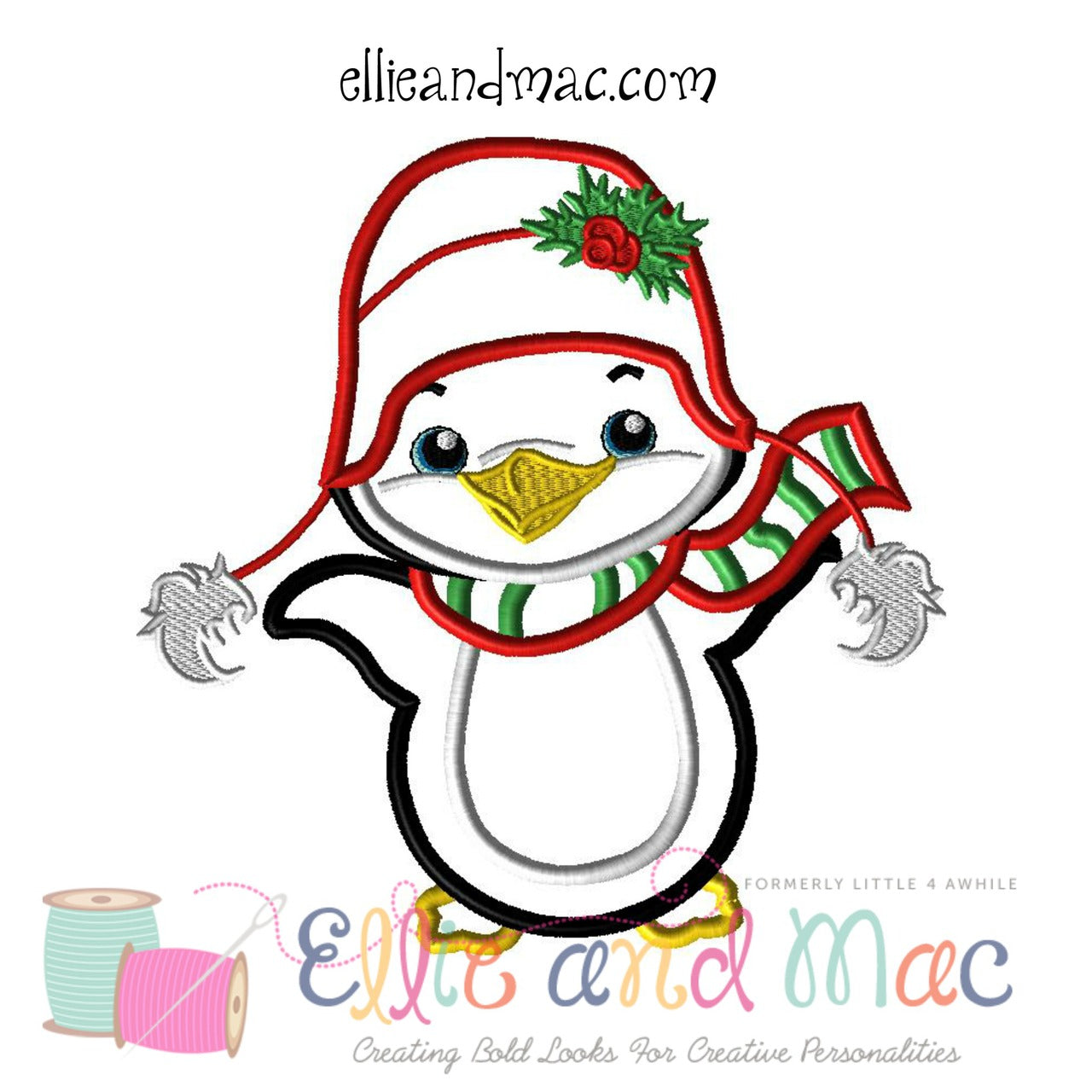 Winter Penguin Applique Design - Ellie and Mac, Digital (PDF) Sewing Patterns | USA, Canada, UK, Australia