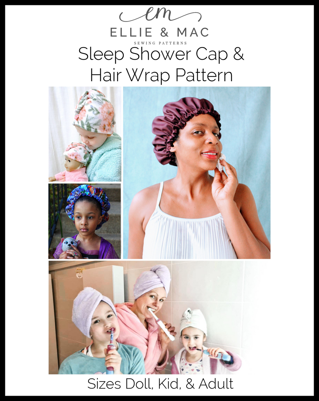 Sleep Shower Cap Hair Wrap Pattern