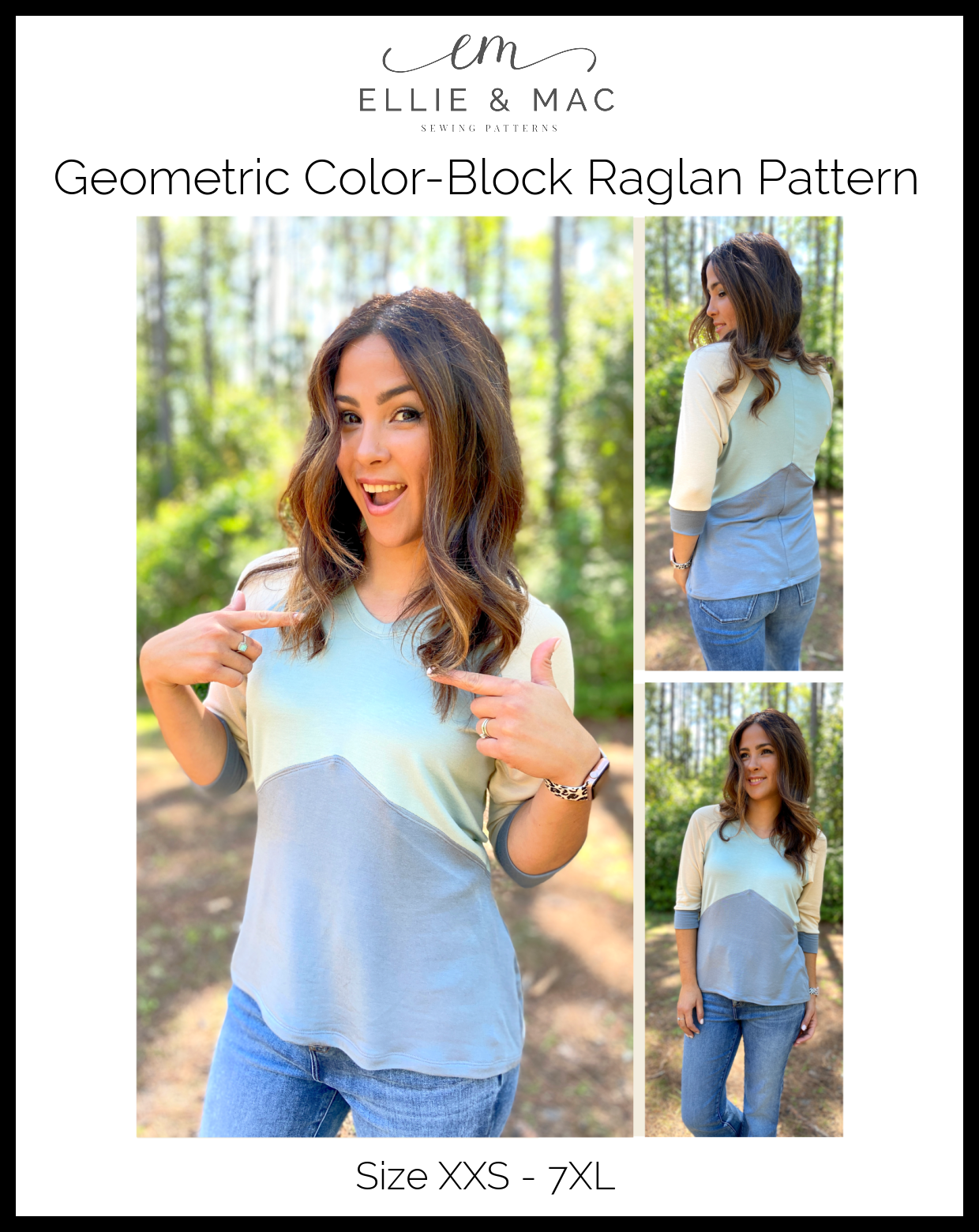 Geometric Color-Block Raglan Pattern (Curvy Fit)