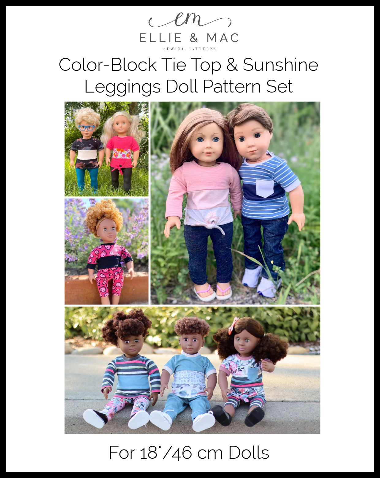 Color-Block Tie Top & Sunshine Leggings Doll Pattern Set