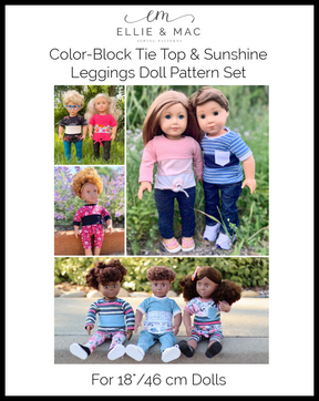 Color-Block Tie Top & Sunshine Leggings Doll Pattern Set