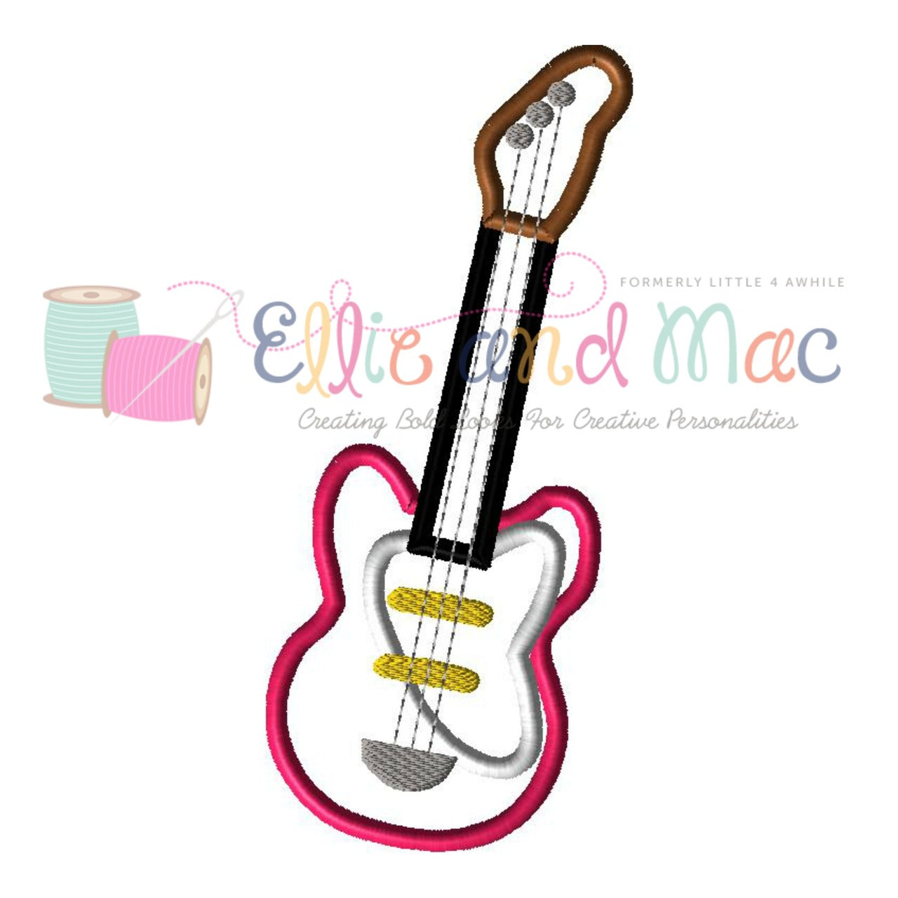 Electric Guitar Applique Design - Ellie and Mac, Digital (PDF) Sewing Patterns | USA, Canada, UK, Australia