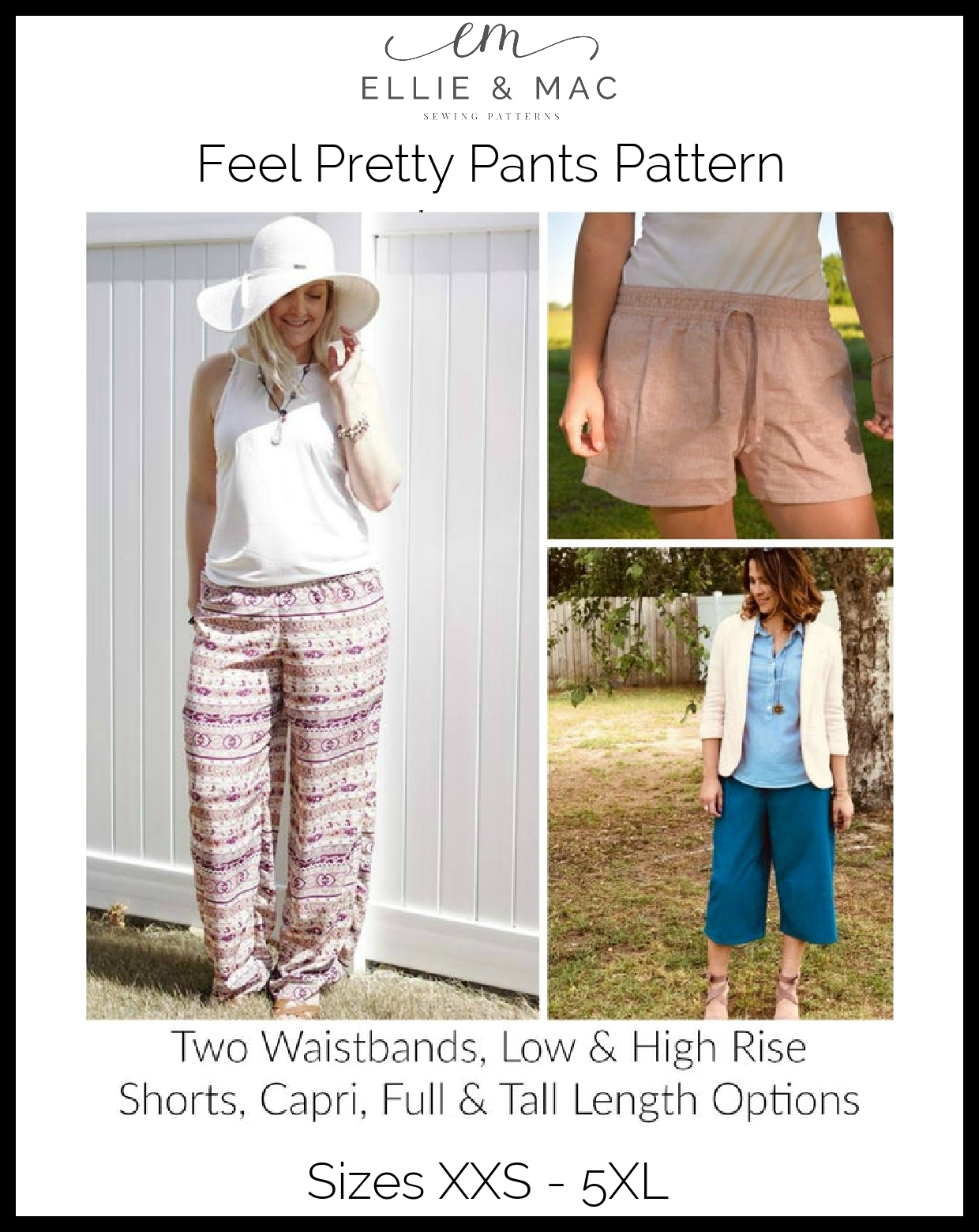Women's Feel Pretty Pants Pattern - Ellie and Mac, Digital