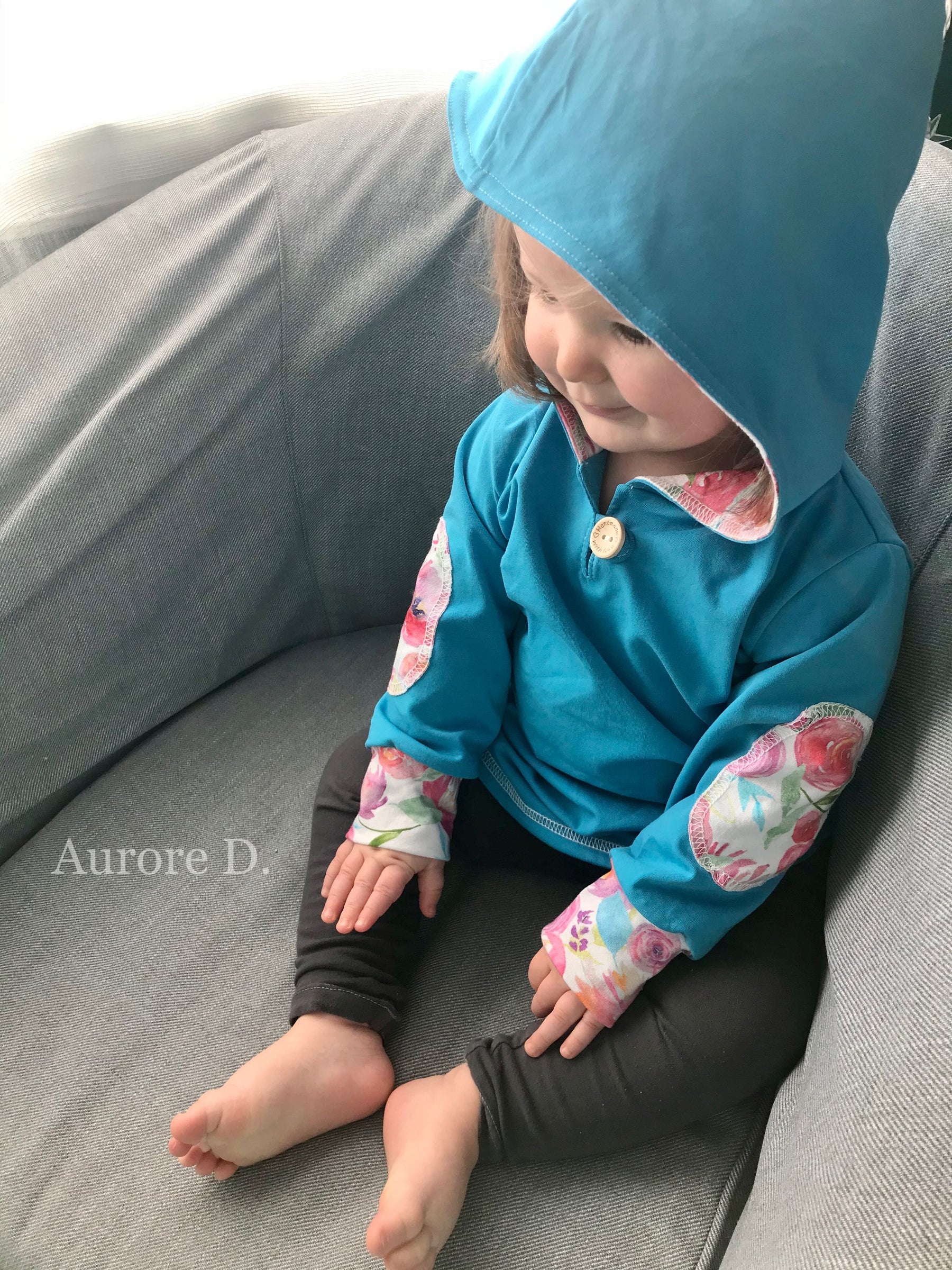 Kid's Simple Patch Sleeve Hoodie