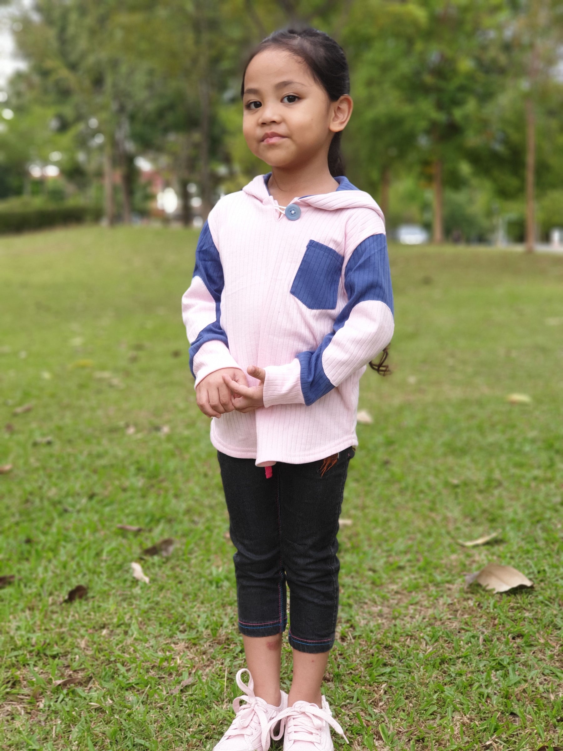 Kid's Simple Patch Sleeve Hoodie