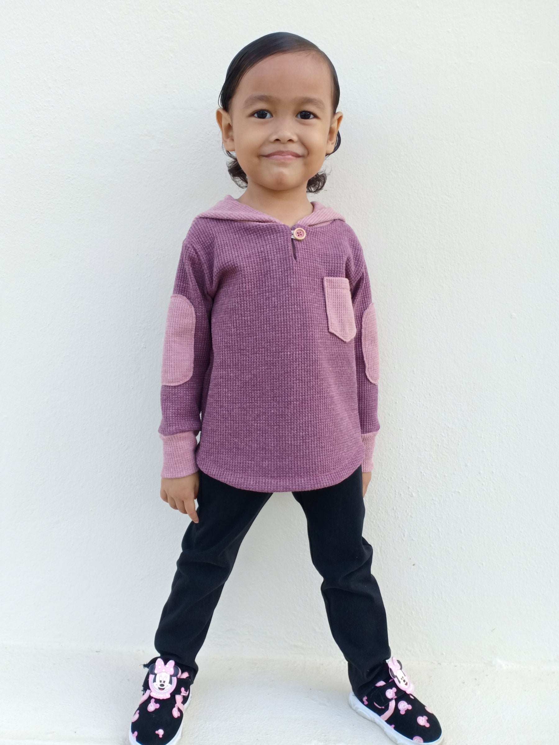 Kid's Simple Patch Sleeve Hoodie