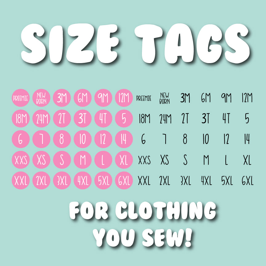 Size Tags for Clothing Cut Files