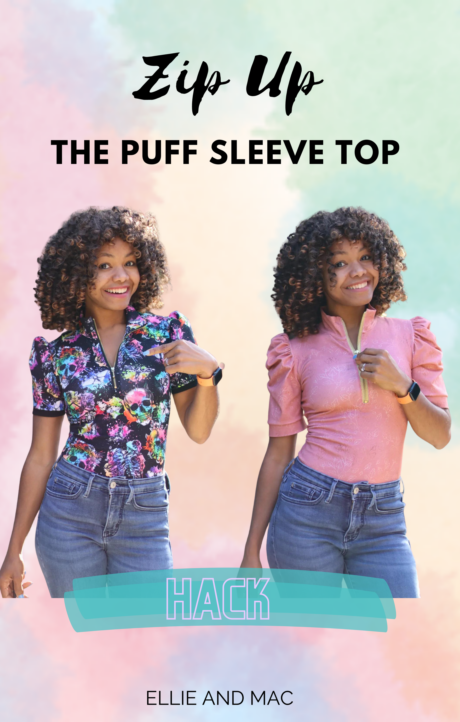 Zip Up the Puff Sleeve Top - Hack