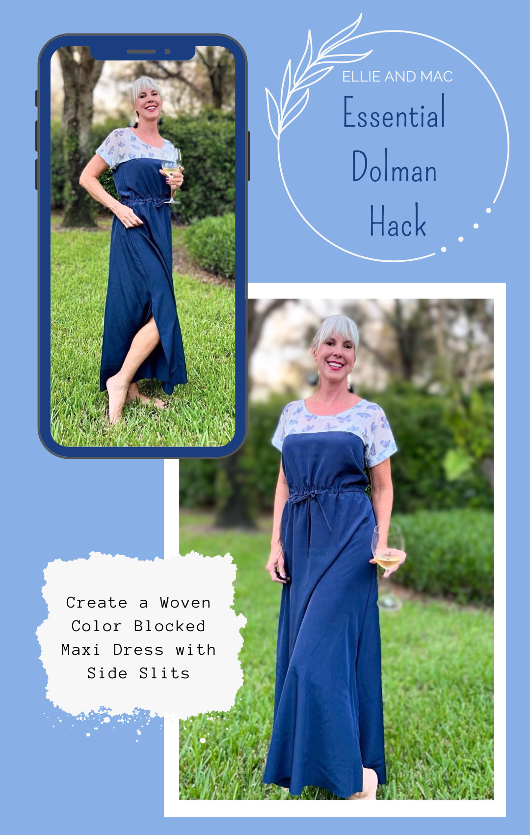 Essential Dolman Hack - Create a Woven Color Blocked Maxi Dress with Side Slits