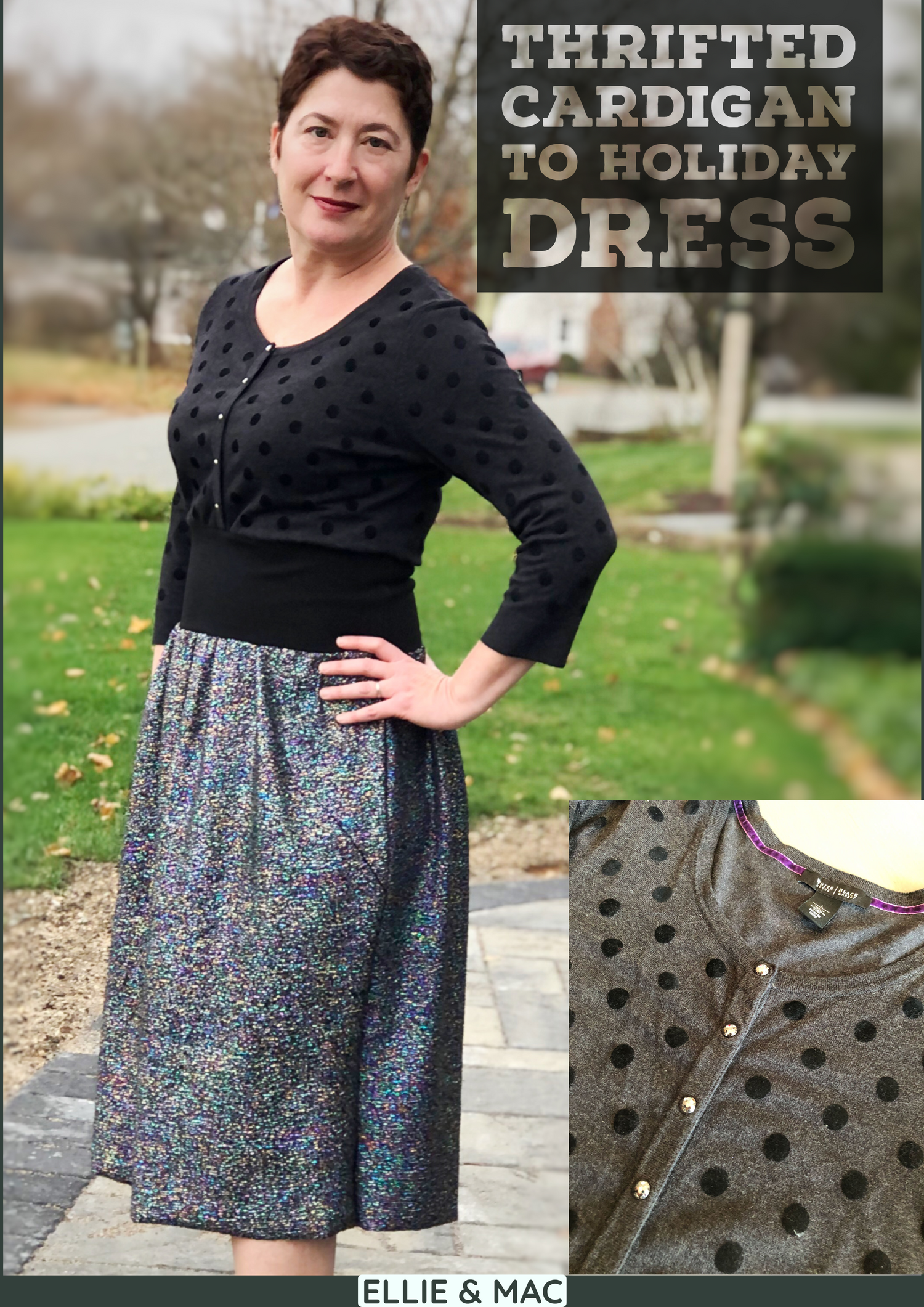 Thrifted Cardigan to Holiday Dress Refashion Plus Two Pattern Mashup Thrifted Cardigan to Holiday Dress Refashion Plus Two Pattern Mashup