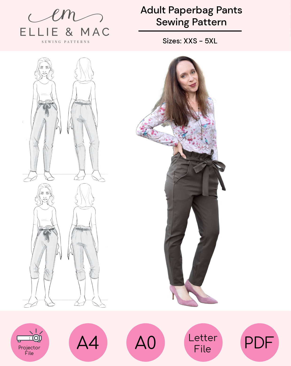 Paperbag Pants Pattern Adult