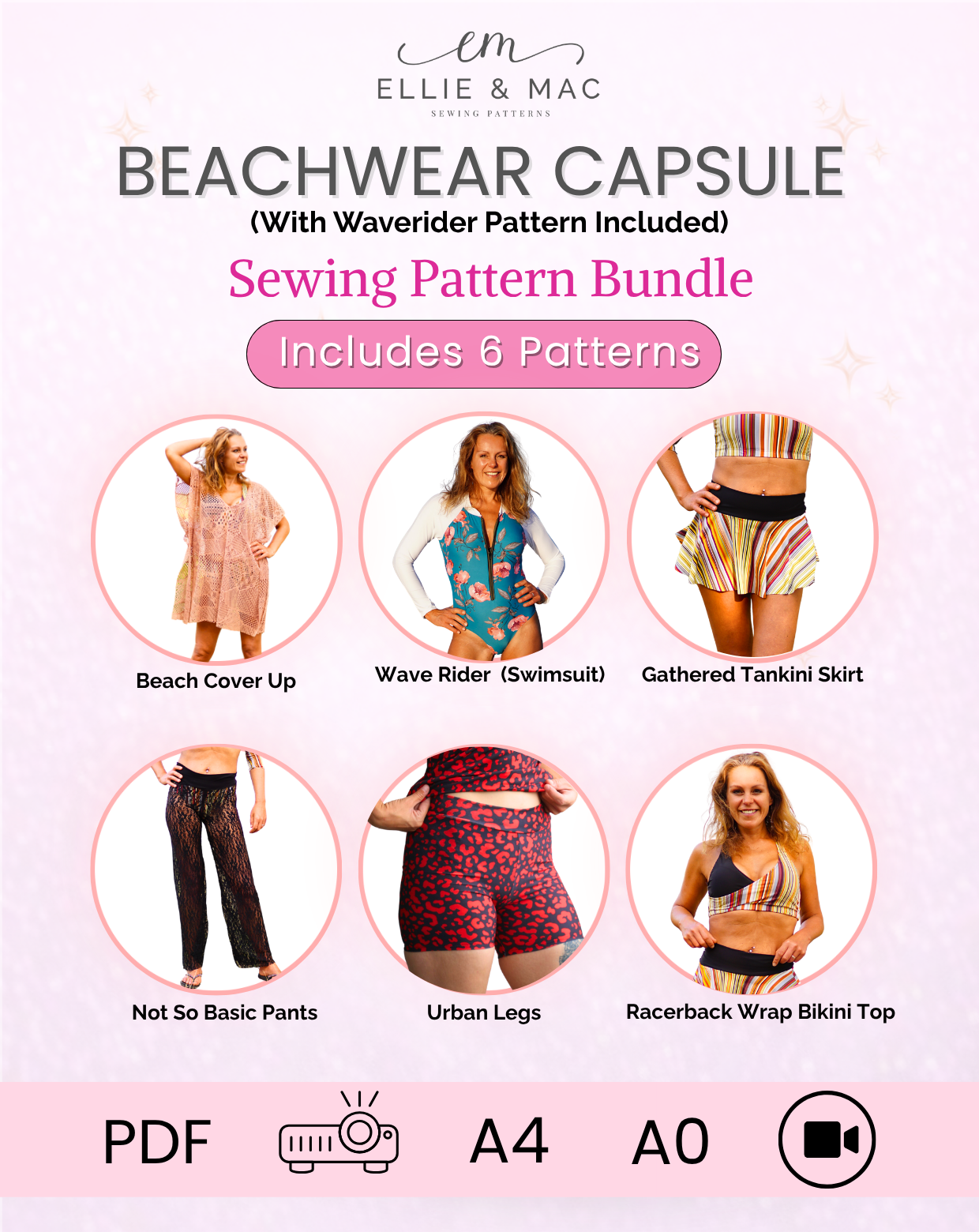 Adult Beachwear Sewing Pattern Capsule - with Wave Rider Pattern Included
