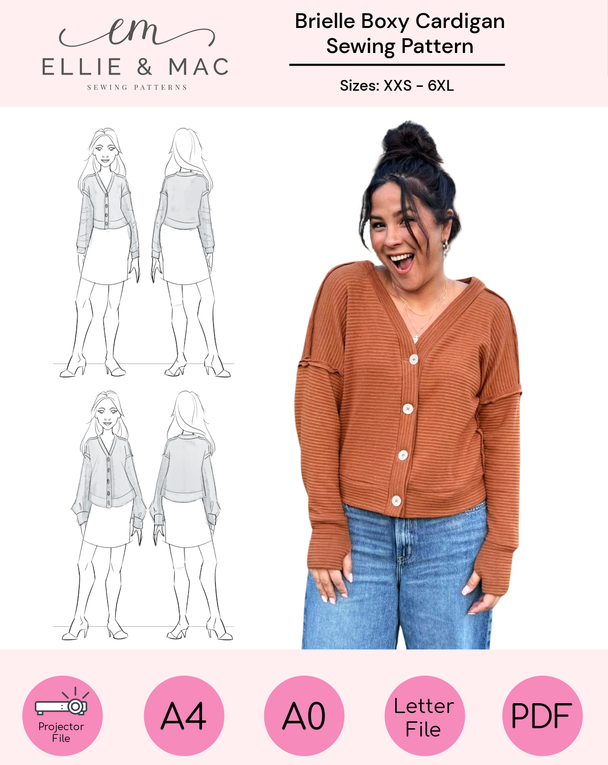 Brielle Boxy Cardigan Sewing Pattern