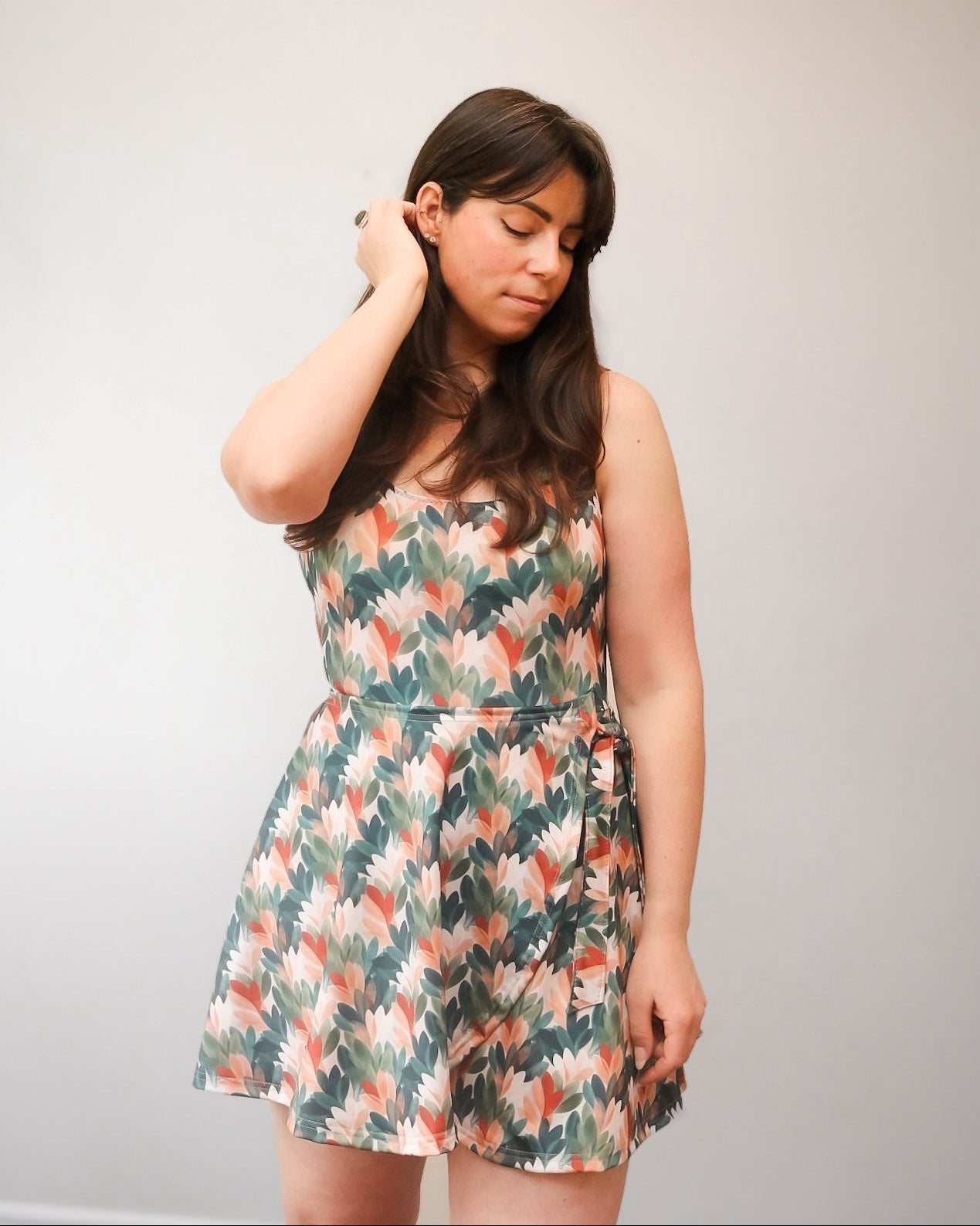 Easy sewing patterns for swimsuits. Swim dress pdf pattern.