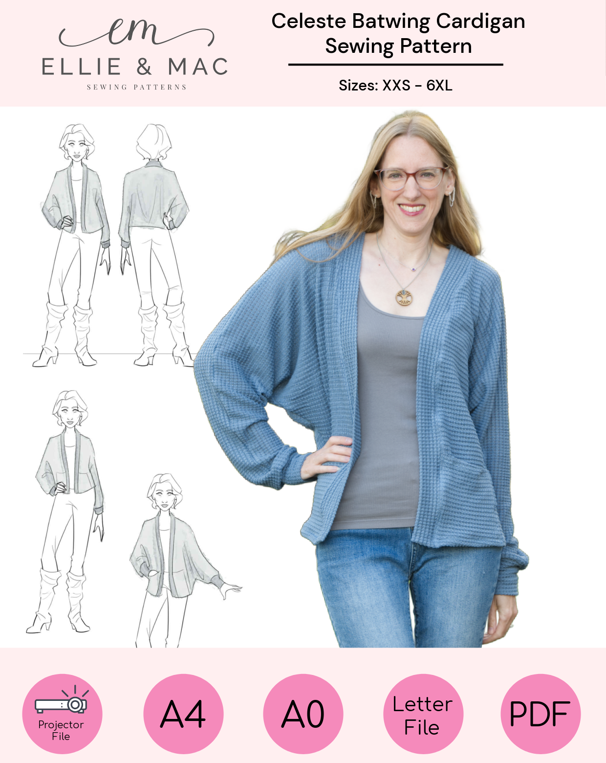 Celeste Batwing Cardigan Sewing Pattern