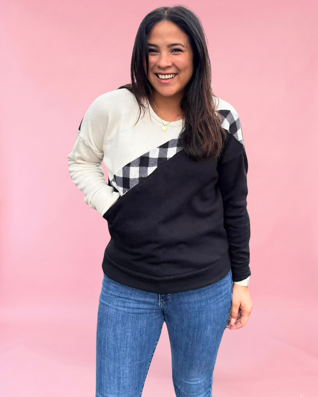 Sage Diagonal Color-Block Sweatshirt Sewing Pattern