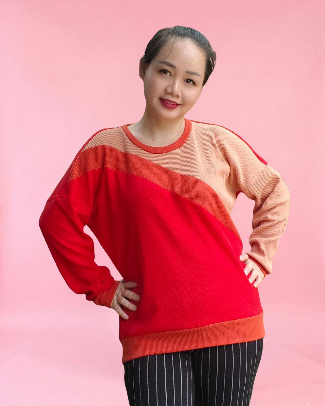 Sage Diagonal Color-Block Sweatshirt Sewing Pattern