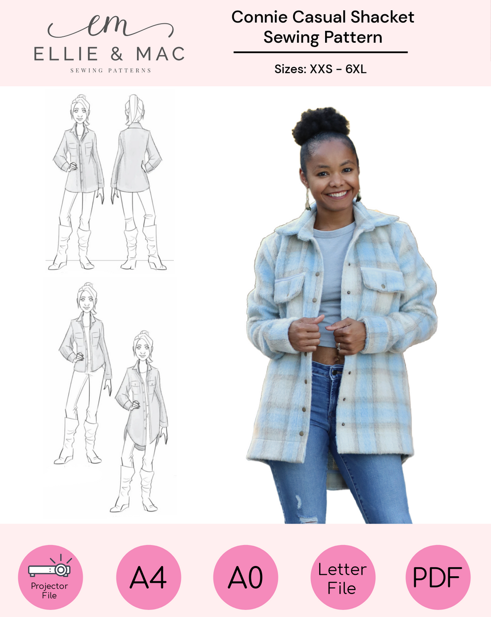 Connie Casual Shacket Sewing Pattern