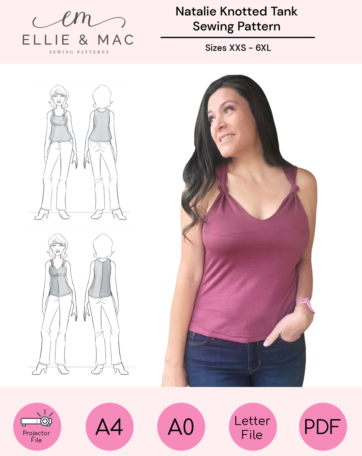 Natalie Knotted Tank Top Sewing Pattern
