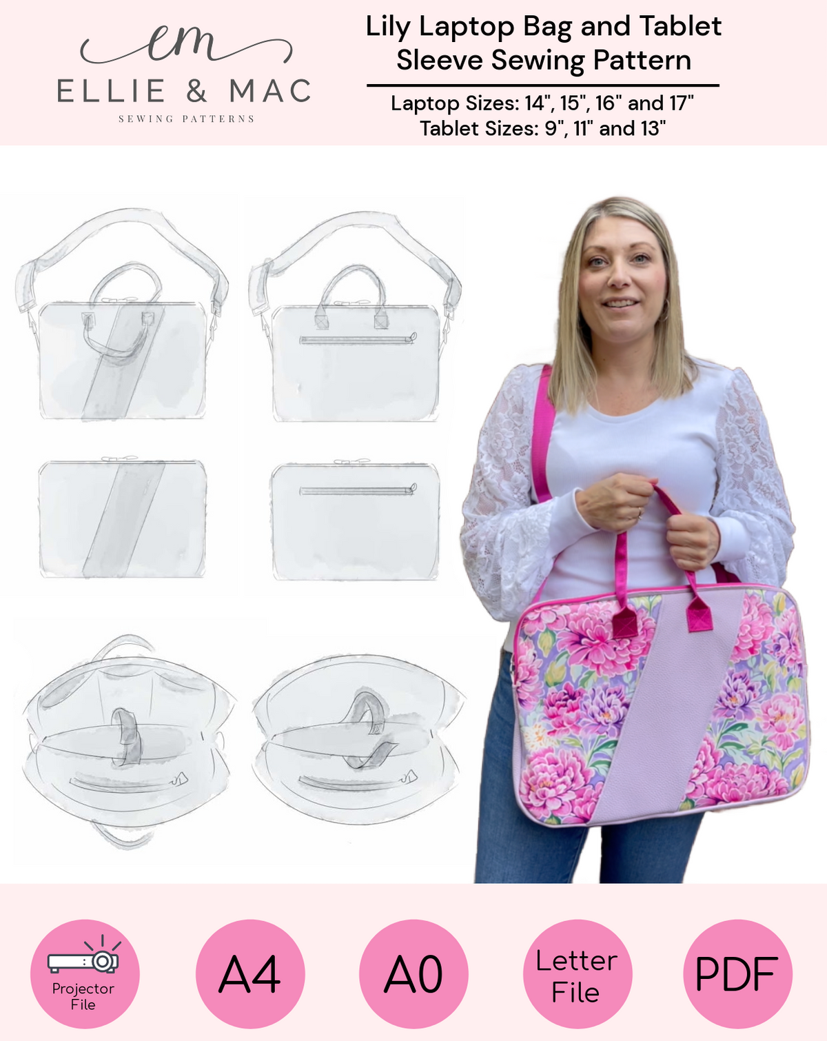 Lily Laptop Bag & Tablet Sleeve Sewing Pattern