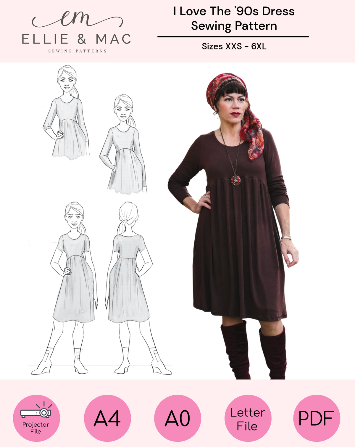 Adult I Love the 90s Dress Pattern