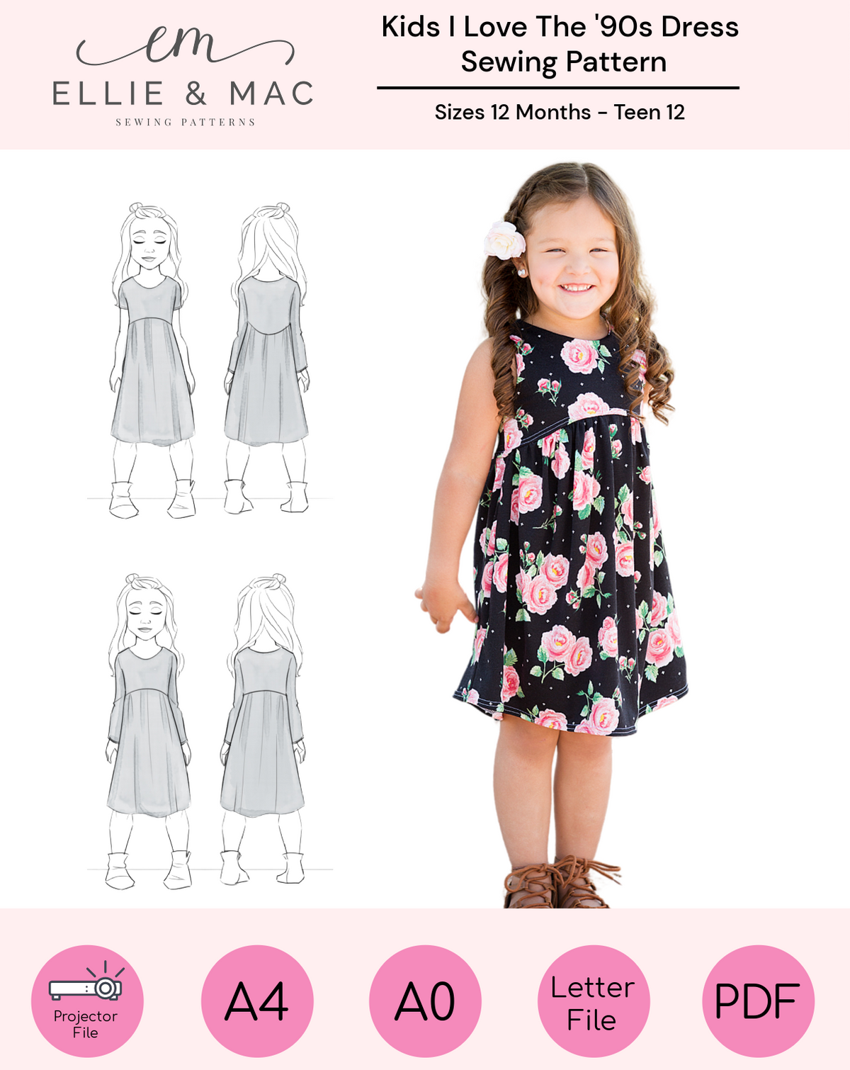 Kids I Love the '90s Dress Sewing Pattern Kids I Love the '90s Dress Sewing Pattern