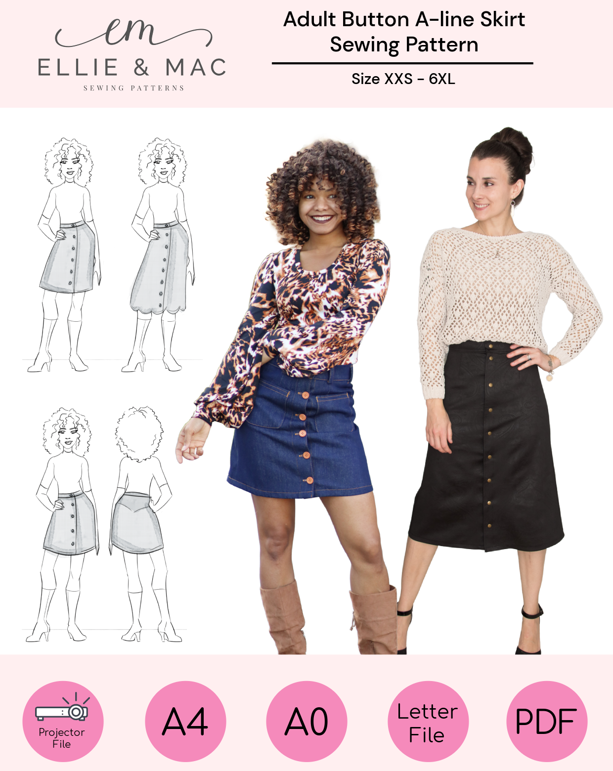 adult-button-a-line-skirt-pattern for Printable A Line Skirt Pattern Free Adult Button A-line Skirt Pattern for Printable A Line Skirt Pattern Free