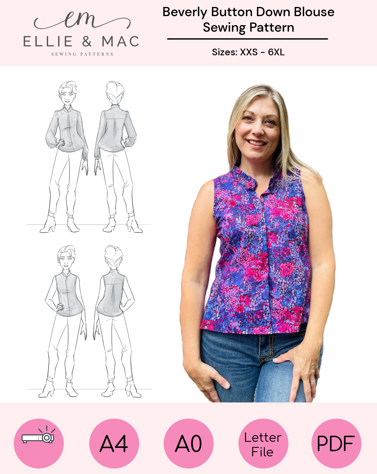 Beverly Button Down Blouse Pattern