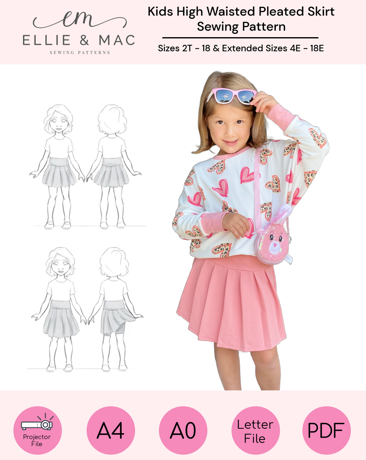 Kids High Waisted Skirt Pattern - Main Image